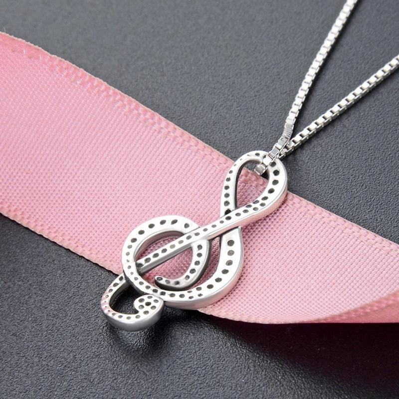 925 Sterling Silver Jewelry - Musical Note Necklace- Sterling Silver Jewelry (5JW)