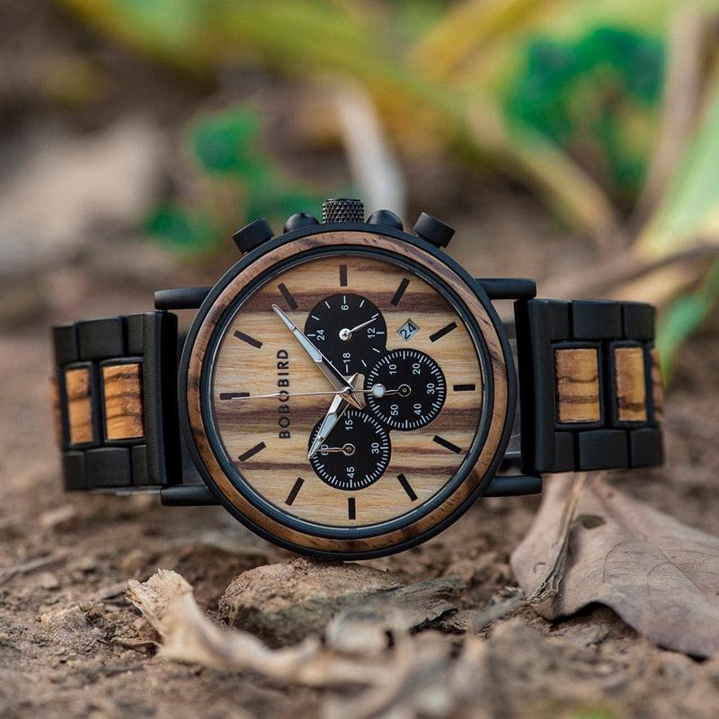 Wooden Men Watches - Luxury Stylish Chronograph Military Watch (MA9)(1U84)