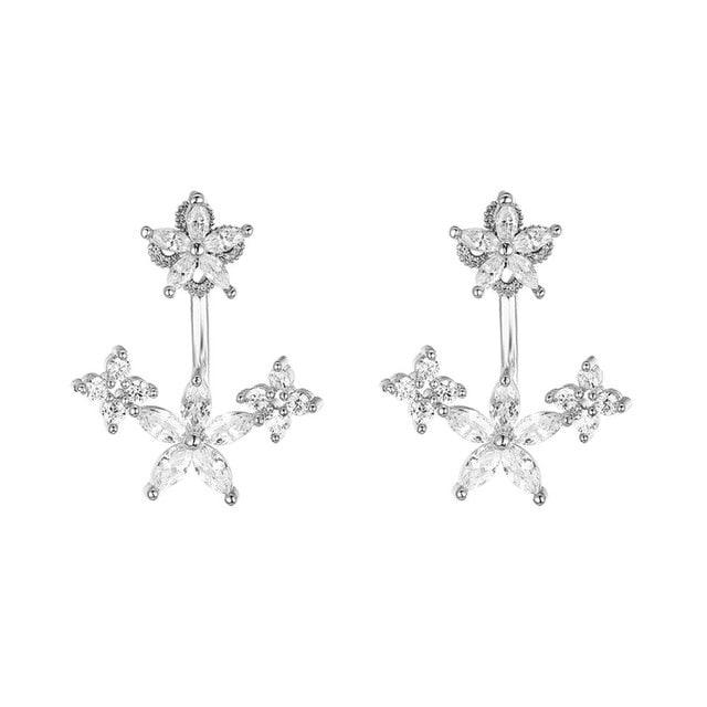 Nice Design Silver Color Hollow Heart Drop Earrings - Women Zircon Graceful Drop Dangle Earrings (1U81)