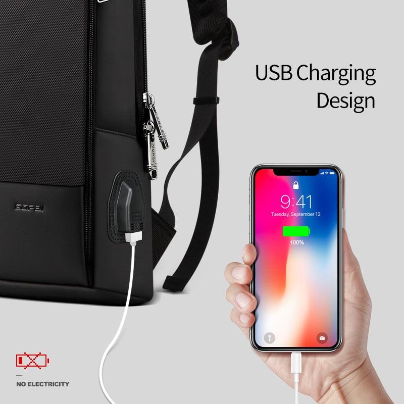 New Slim Laptop Backpack - Men USB 15 Inch Backpack - Anti Theft Backpack - Waterproof (1U78)