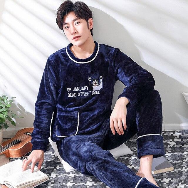 Trending Couples Pajama Sets - Long Sleeve Sleepwear - Round Neck Winter Lovers' Clothes (D90)(ZP3)