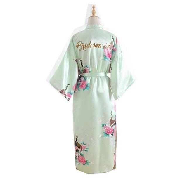 Trending Women's Gorgeous Bridesmaid Sexy Long Satin Wedding Kimono Robes - Sleepwear Nightgown (ZP4)