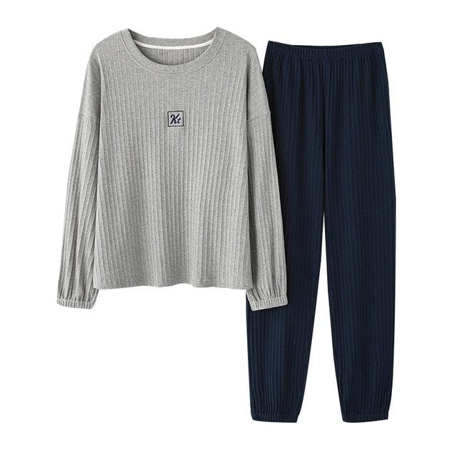 Trending Women's V-Neck Sleepwear Pajamas Sets - Cute Bow Nighty Long Sleeves & Long Pans (ZP1)