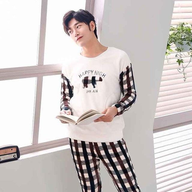 Amazing Winter Lovers' Clothes Pajamas Sets - Long Sleeve Round Neck Flannel Sleep (ZP3)(F90)