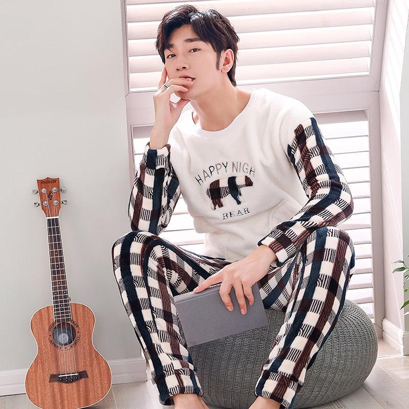 Amazing Winter Lovers' Clothes Pajamas Sets - Long Sleeve Round Neck Flannel Sleep (ZP3)(F90)