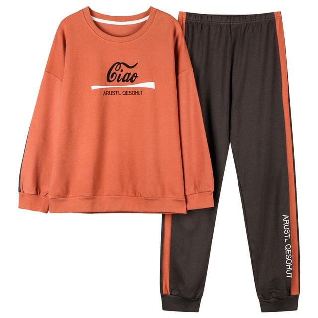 Cute Women's Pajamas Sets - Plus Size - Femme Nighty Casual Cotton Sleepwear - Cartoon V-Neck (ZP1)(F90)