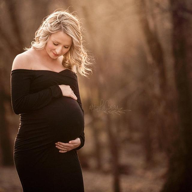 Cute Baby Shower Long - Dress Maternity Photo Shoot Cotton Dresses - With Long Tail - Maxi Stretchy Dress (D5)(Z6)(Z8)(1Z1)(2Z1)(3Z1)(7Z1)