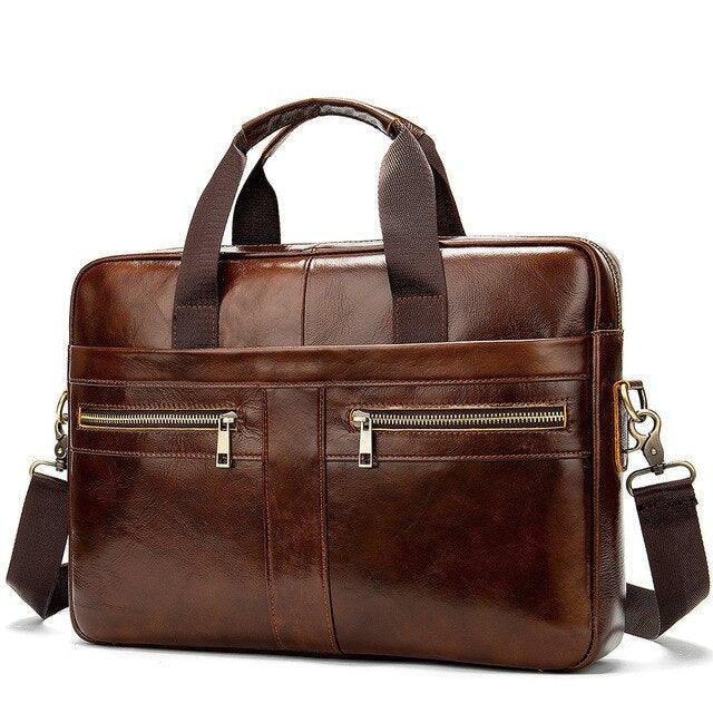 Men's Genuine Leather Briefcase - Laptop Bag - Natural Leather Messenger Bags - Men's Briefcases (LT4)