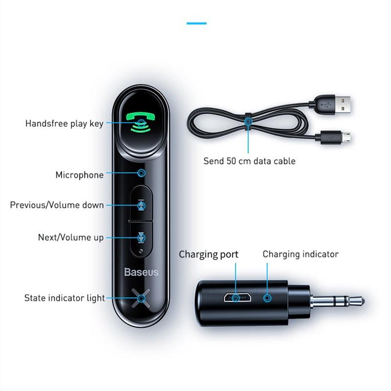 Great Car Aux Bluetooth 5.0 Adapter Wireless 3.5mm Audio Receiver - Auto Bluetooth Handsfree Car Kit Speaker Headphone (D89)(7WH1)