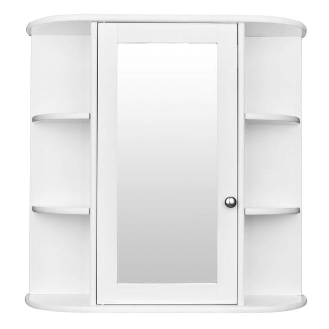 Bathroom Cabinet Single Door Shelves Wall Mount Cabinet W/ Mirror Organizer Modern Bathroom Furniture (FW5)(1U67)(B&5)(1U65)
