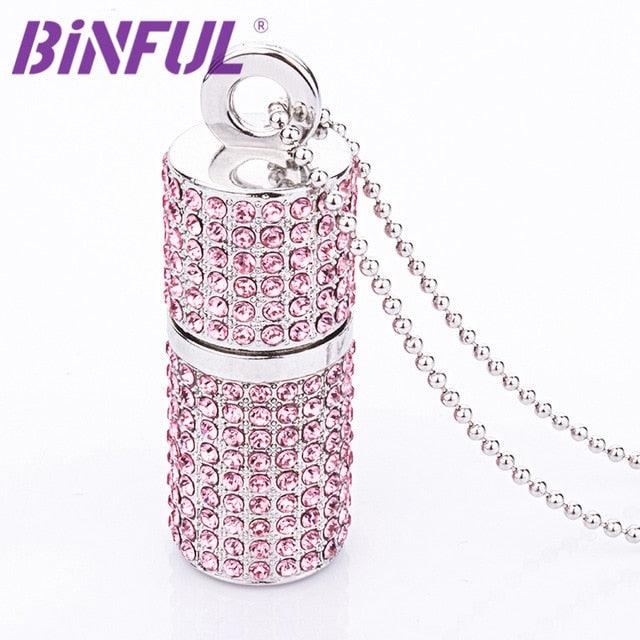 Trending USB Flash Drive 4G 8G 16G Pendrive 32GB 64GB 128GB Pen Drive U Disk USB drive Irish Diamond Crystal Memory Necklace Stick (CA3)1
