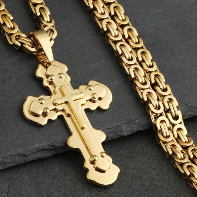 Bible Silver Color Jesus Cross Stainless Steel Pendants Necklaces - Long Chain Necklace (MJ2)(F83)