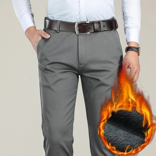Big Size Winter Men Warm Casual Pants - Business Fashion Classic Style Thicken Stretch Trousers (TG1)(CC2)(F9)(F11)(F10)