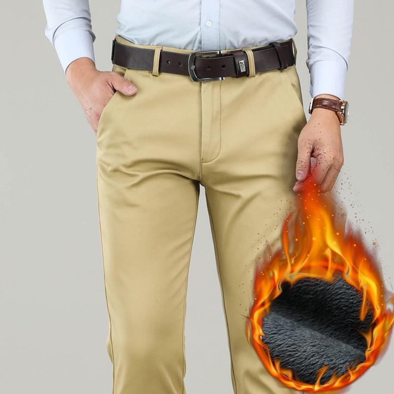 Big Size Winter Men Warm Casual Pants - Business Fashion Classic Style Thicken Stretch Trousers (TG1)(CC2)(F9)(F11)(F10)