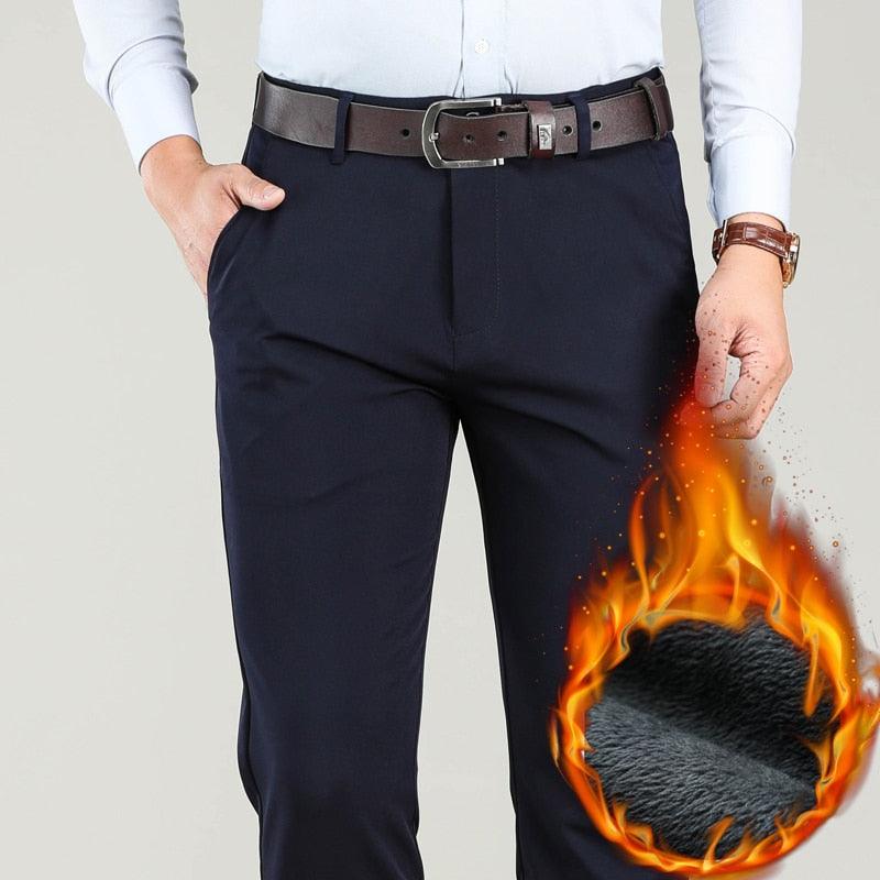 Big Size Winter Men Warm Casual Pants - Business Fashion Classic Style Thicken Stretch Trousers (TG1)(CC2)(F9)(F11)(F10)
