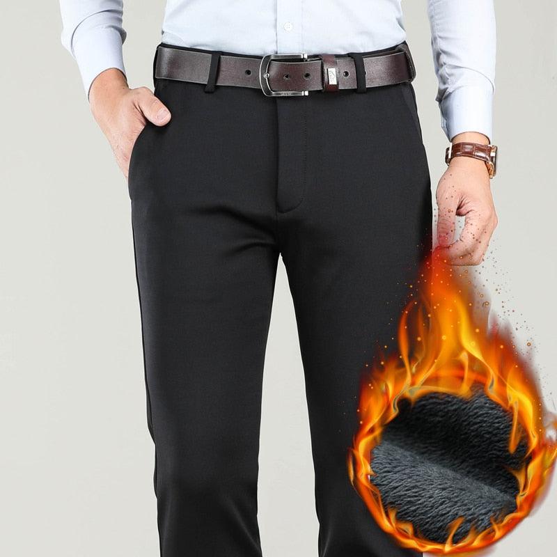 Big Size Winter Men Warm Casual Pants - Business Fashion Classic Style Thicken Stretch Trousers (TG1)(CC2)(F9)(F11)(F10)