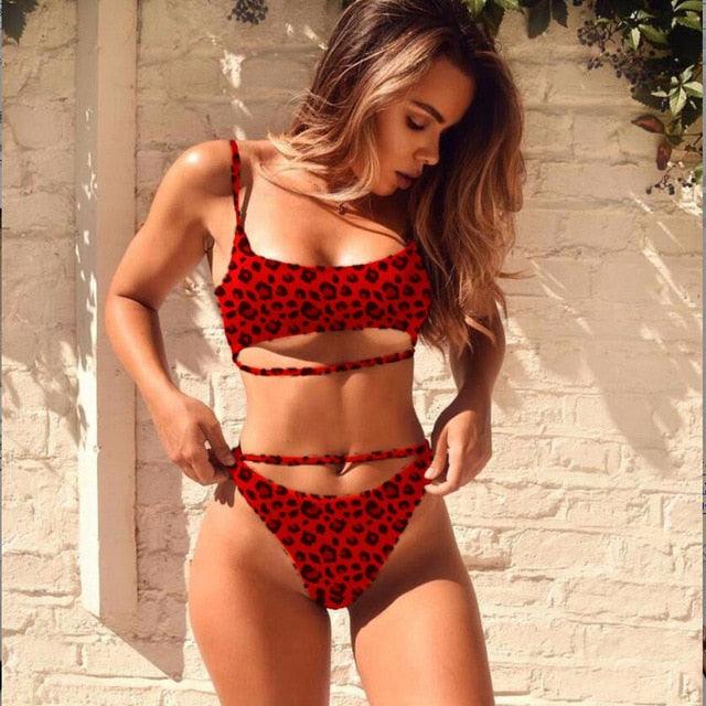 Cute Sexy Push Up Women Swimwear - Solid Bikini Low Waist - Hollow Out Swimsuit - Female Bandage Bathing Suit - Beachwear (TB8D)(F26)