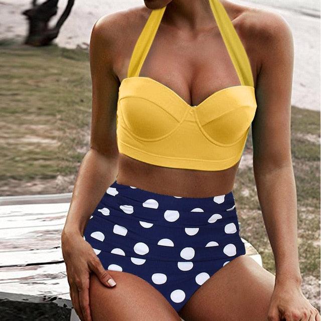 Nice Women Swimwear - Bikini Set - Dot Print Swimsuit - Summer Swimming Female Beachwear (4U26)