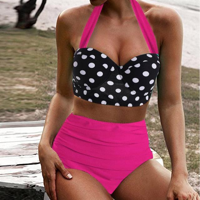 Nice Women Swimwear - Bikini Set - Dot Print Swimsuit - Summer Swimming Female Beachwear (4U26)