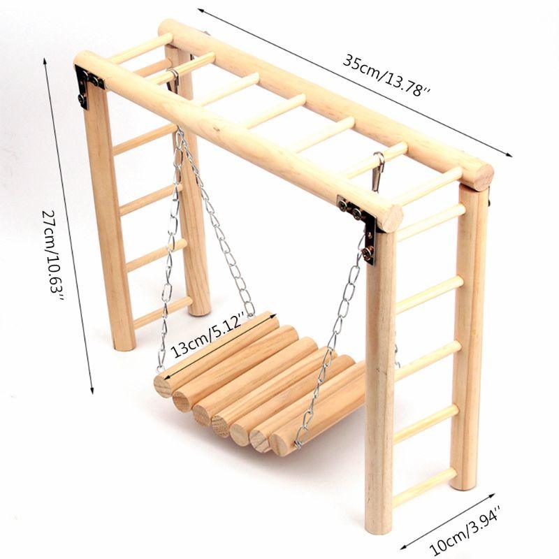 Bird Intelligence Training Wooden Hanging Swing Toy Parrot Climbing Ladder Cage Playground (D76)(7W4)(8W4)