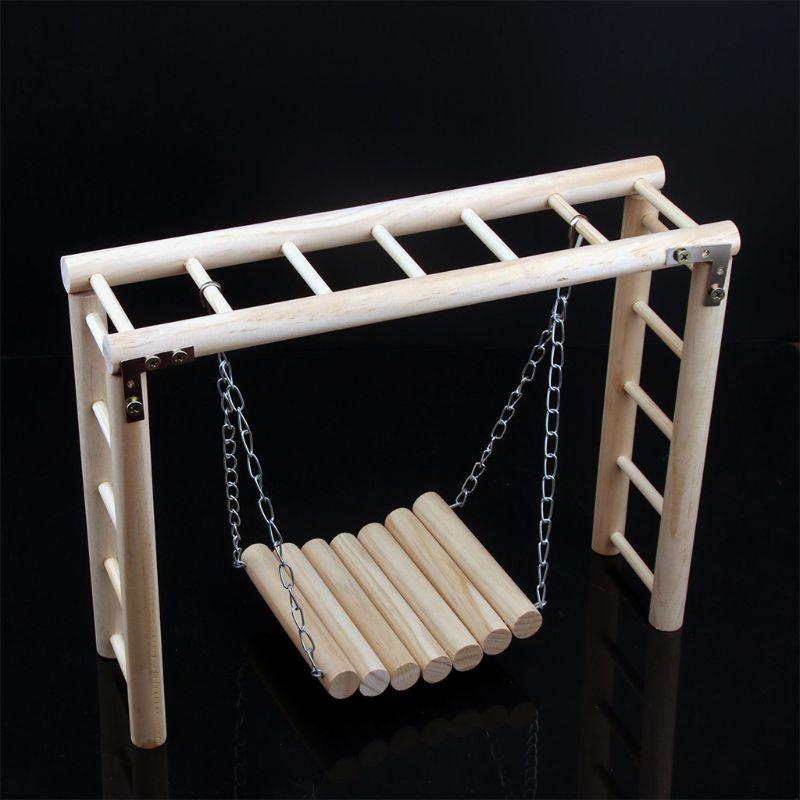 Bird Intelligence Training Wooden Hanging Swing Toy Parrot Climbing Ladder Cage Playground (D76)(7W4)(8W4)