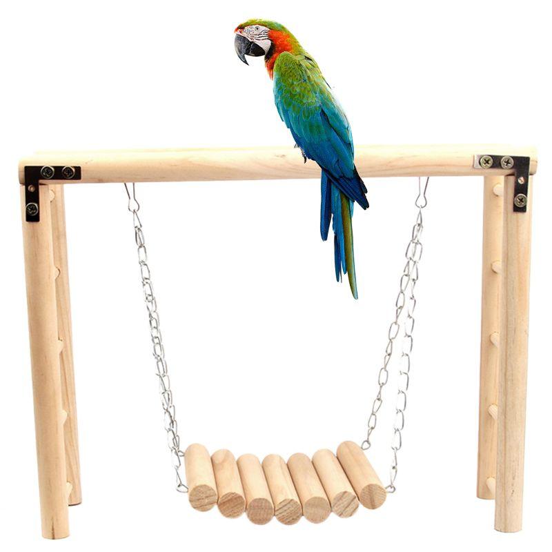 Bird Intelligence Training Wooden Hanging Swing Toy Parrot Climbing Ladder Cage Playground (D76)(7W4)(8W4)
