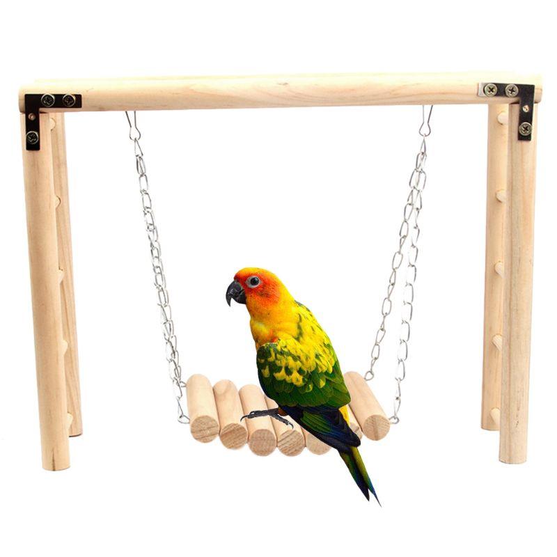 Bird Intelligence Training Wooden Hanging Swing Toy Parrot Climbing Ladder Cage Playground (D76)(7W4)(8W4)