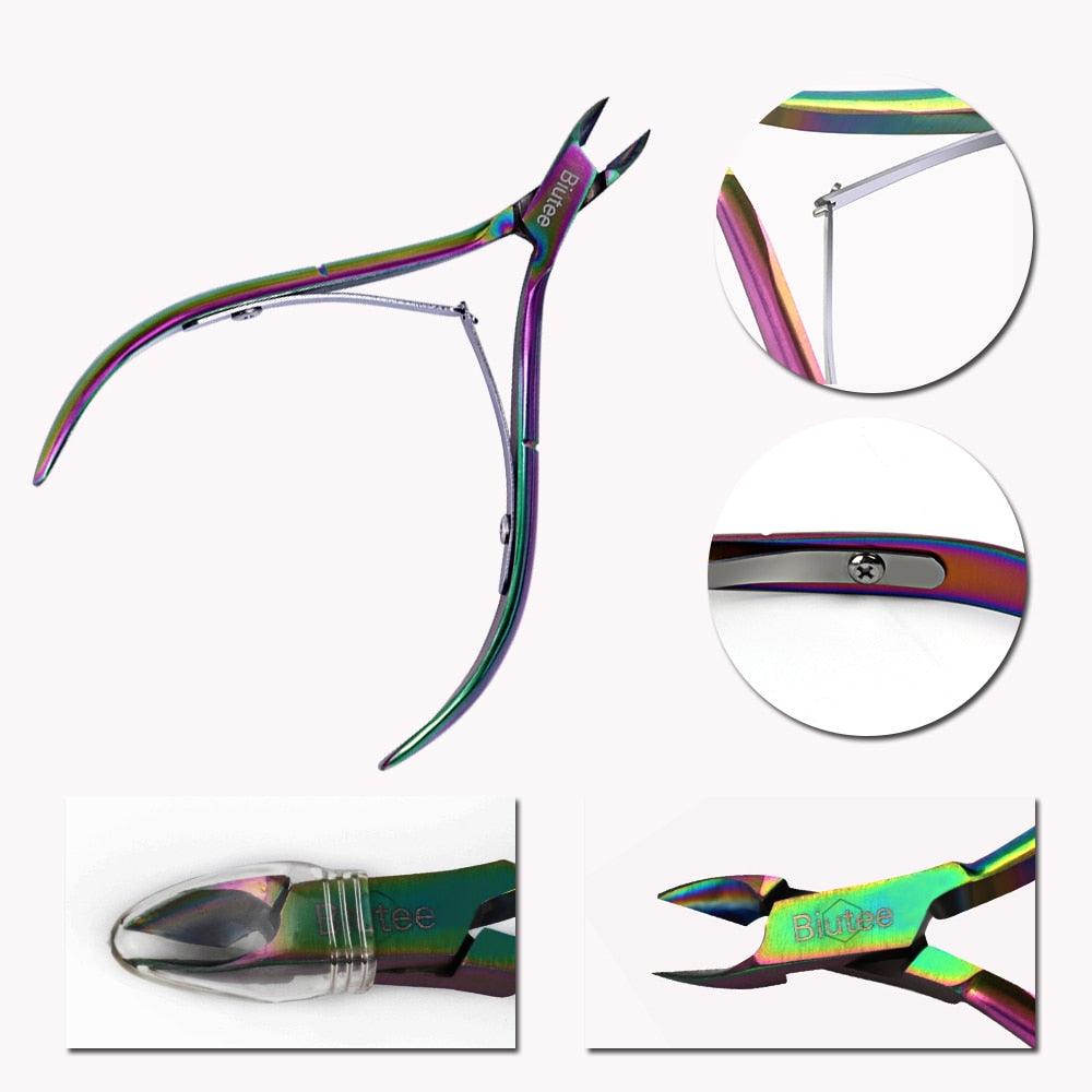 10x5cm Rainbow Nail Cuticle Cutter Nipper Clipper Finger & Toe Cuticle Scissor Remover Nail Art Tools (N3)(1U85)(F85)