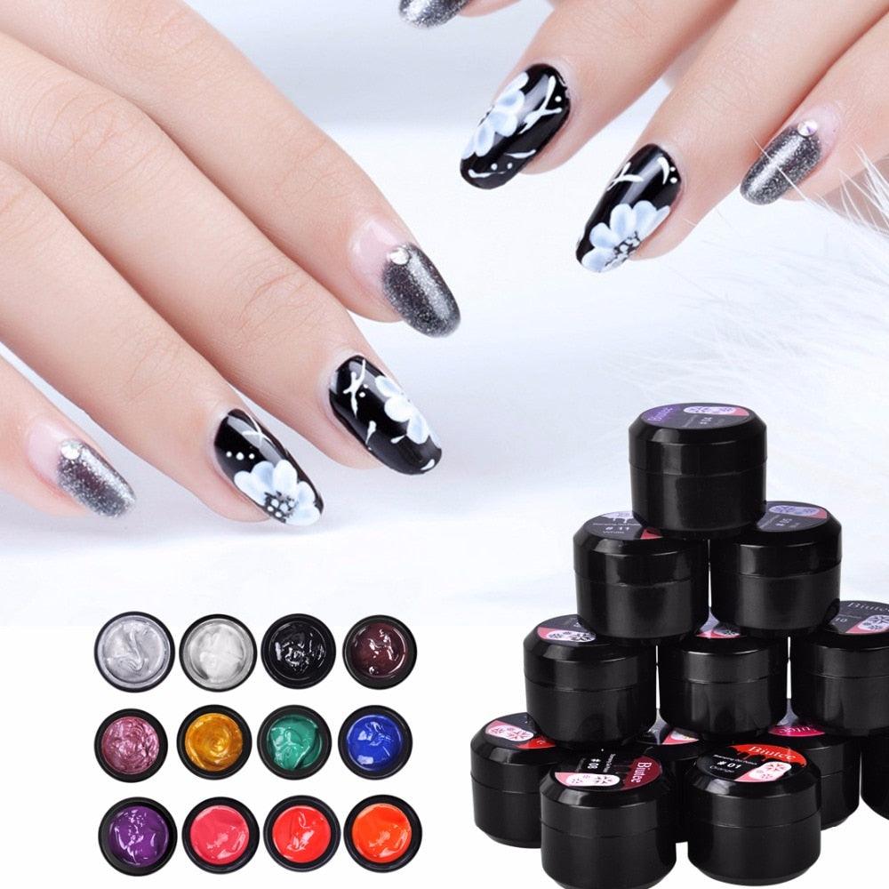 Nail Stamping Gel Polish Stamping Gel Polish Nail Gel Kit 12Color 8ml UV Light Cure Manicure Plate Printing Nail Art (N2)(1U85)
