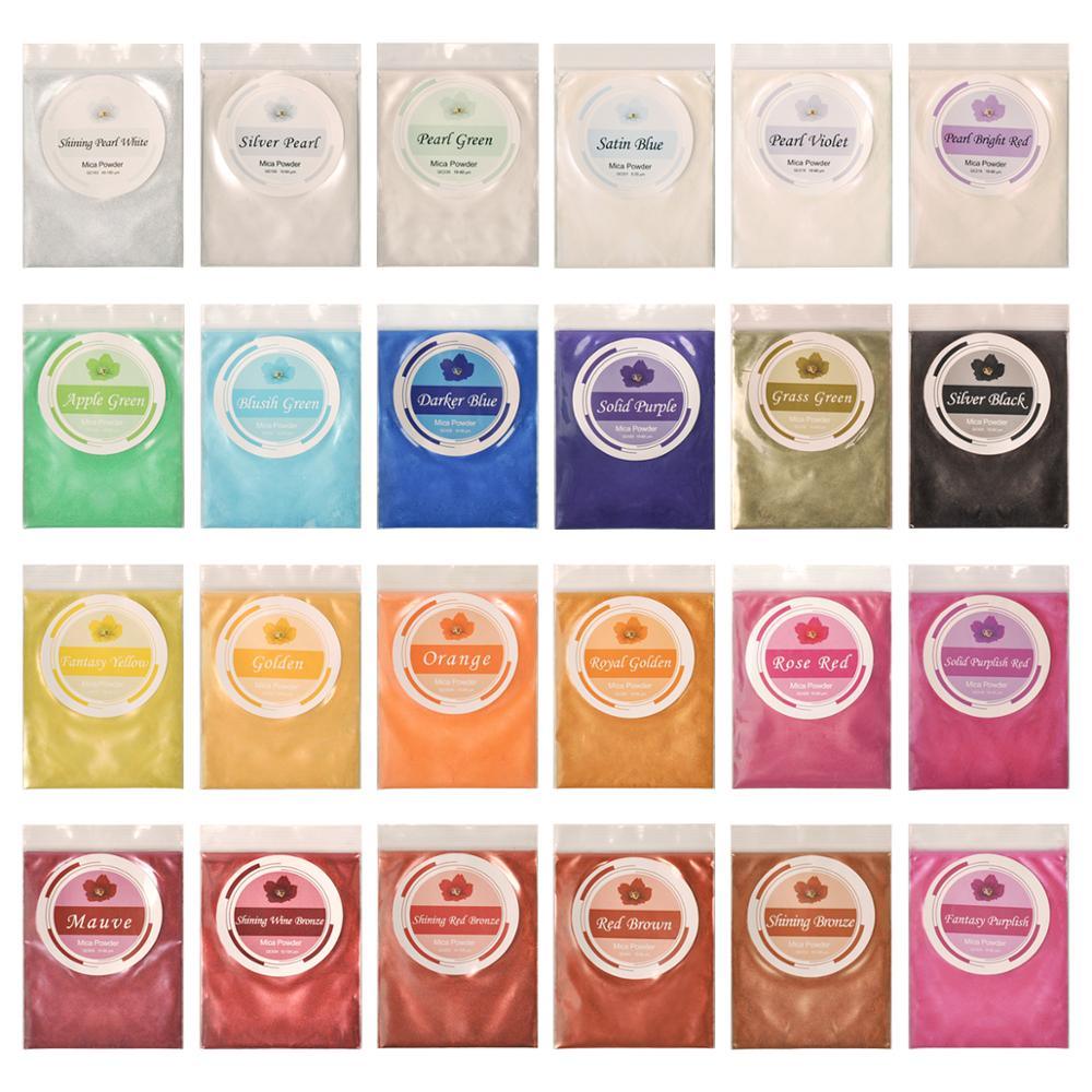 24 Colors 10g Mica Powder Epoxy Resin Dye Pearl Pigment Natural Acrylic Nail Kit Gels Nail Gel Glitter Powder (D85)(N4)(1U85)
