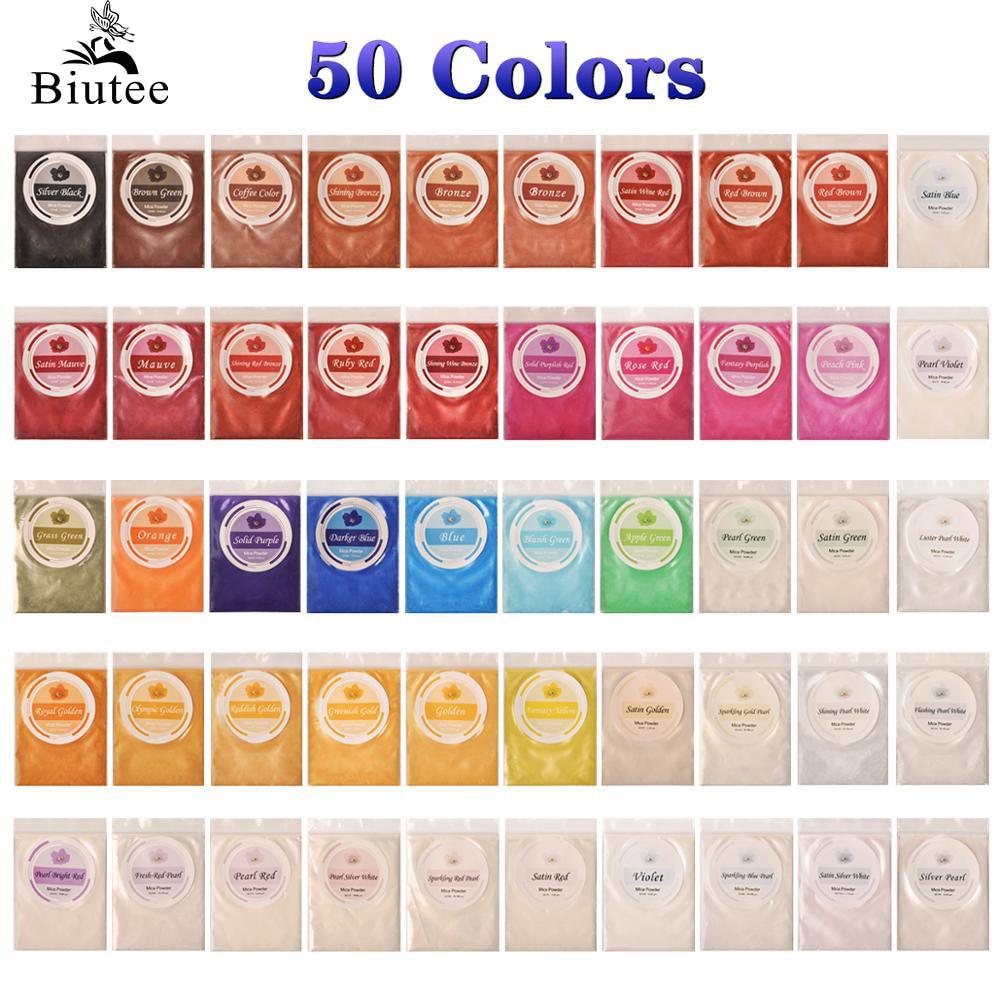 50 Colors Mica Powder Epoxy Resin Dye Pearl Pigment Natural Acrylic Nail Kit (N4)(1U85)(F85)