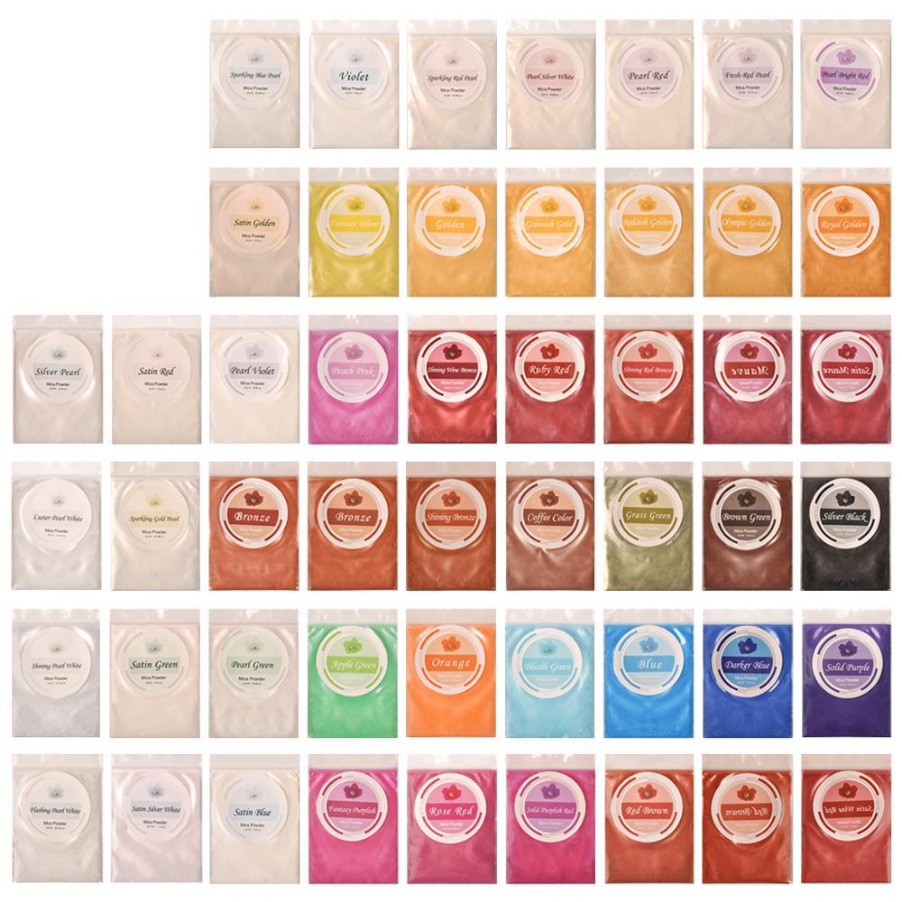 50 Colors Mica Powder Epoxy Resin Dye Pearl Pigment Natural Acrylic Nail Kit (N4)(1U85)(F85)