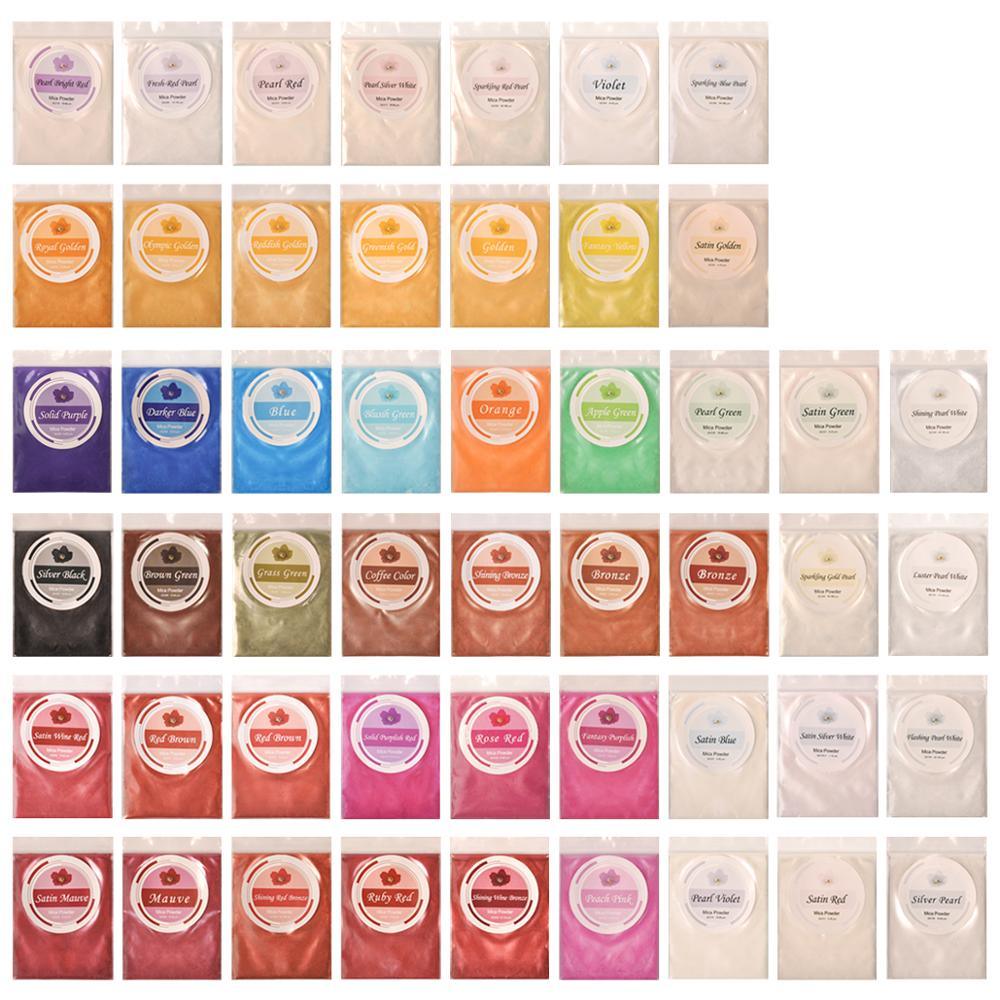 50 Colors Mica Powder Epoxy Resin Dye Pearl Pigment Natural Acrylic Nail Kit (N4)(1U85)(F85)