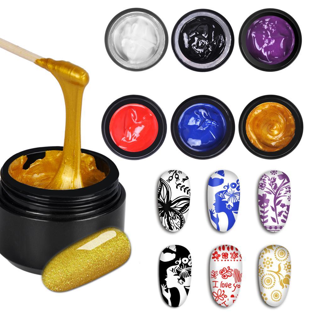 6 Colors /set Nail stamping polish gel Pack of UV LED Gel Polish for nail stamping plate (N2)(1U85)