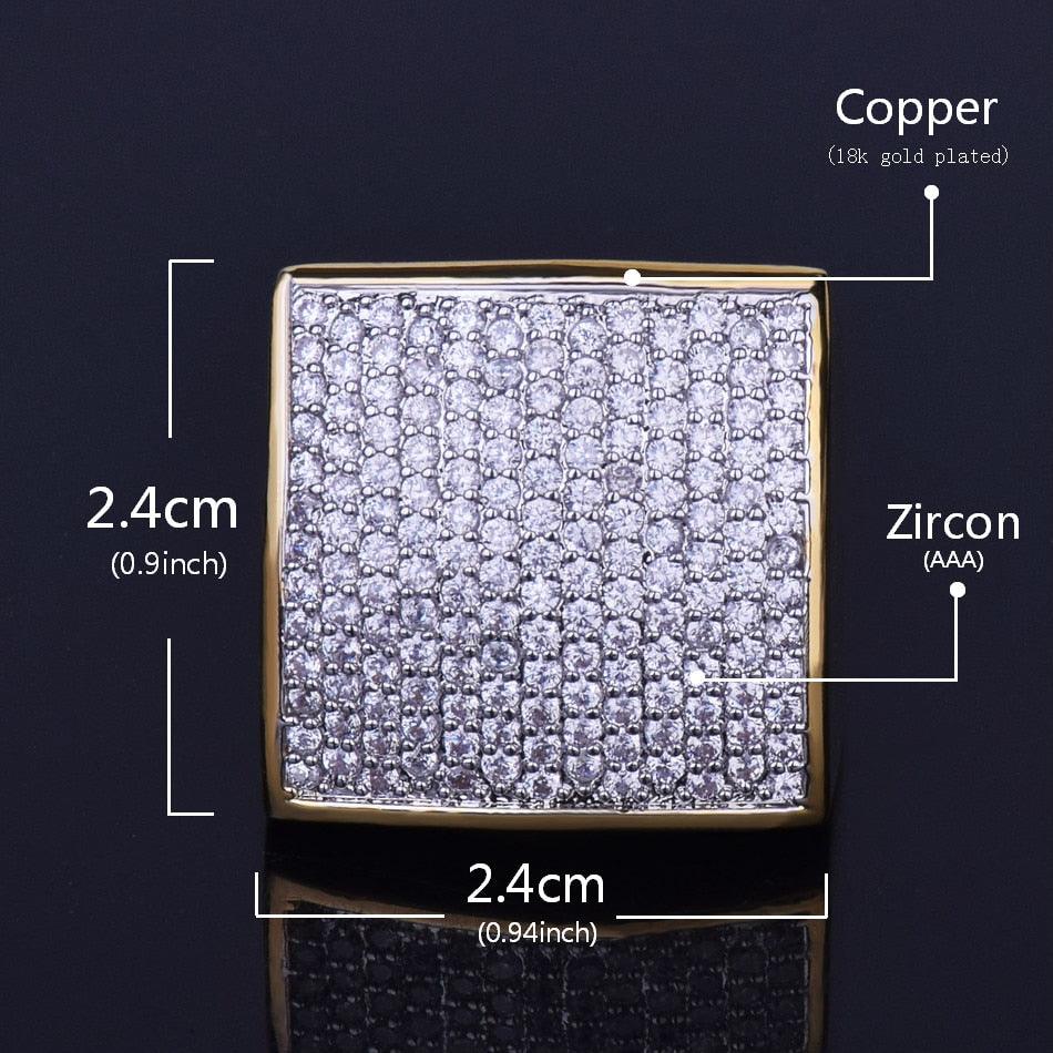 Bling Men's AAA+Zircon Ring Gold Color - Copper Material Fashion Hip Hop Jewelry Size 7-12 (2U83)