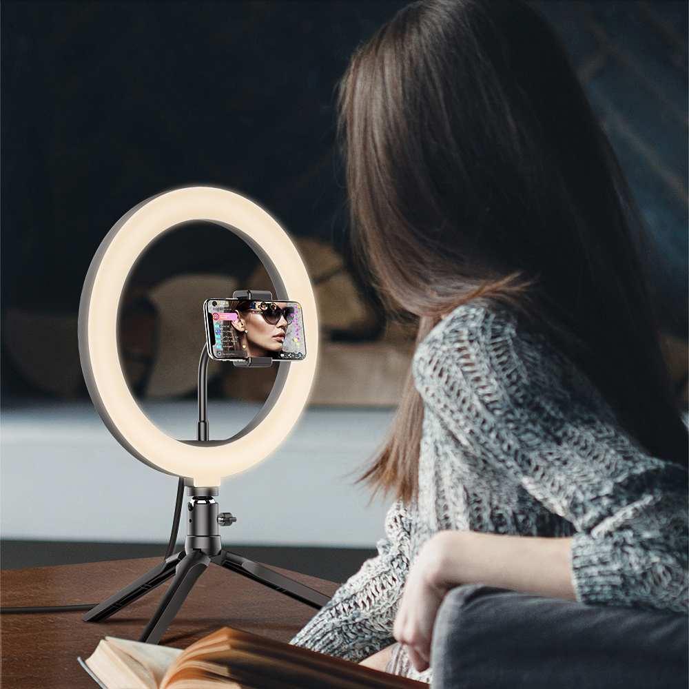 Trending 26cm Photo Studio Fill Light Flash LED Phone Holder Selfie Stick bluetooth Remote Live Stream Removable Tripod Stand (RS)(1U50)