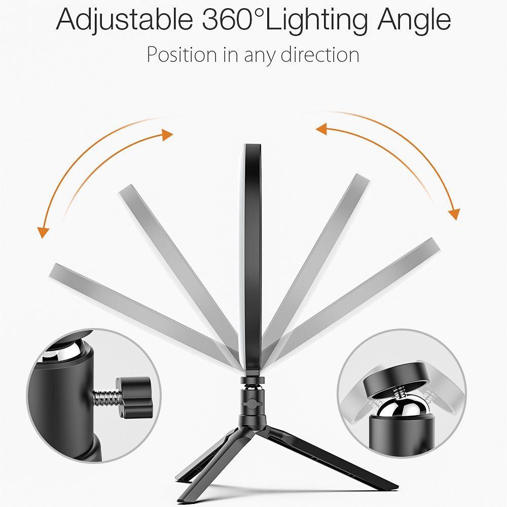 Trending 26cm Photo Studio Fill Light Flash LED Phone Holder Selfie Stick bluetooth Remote Live Stream Removable Tripod Stand (RS)(1U50)