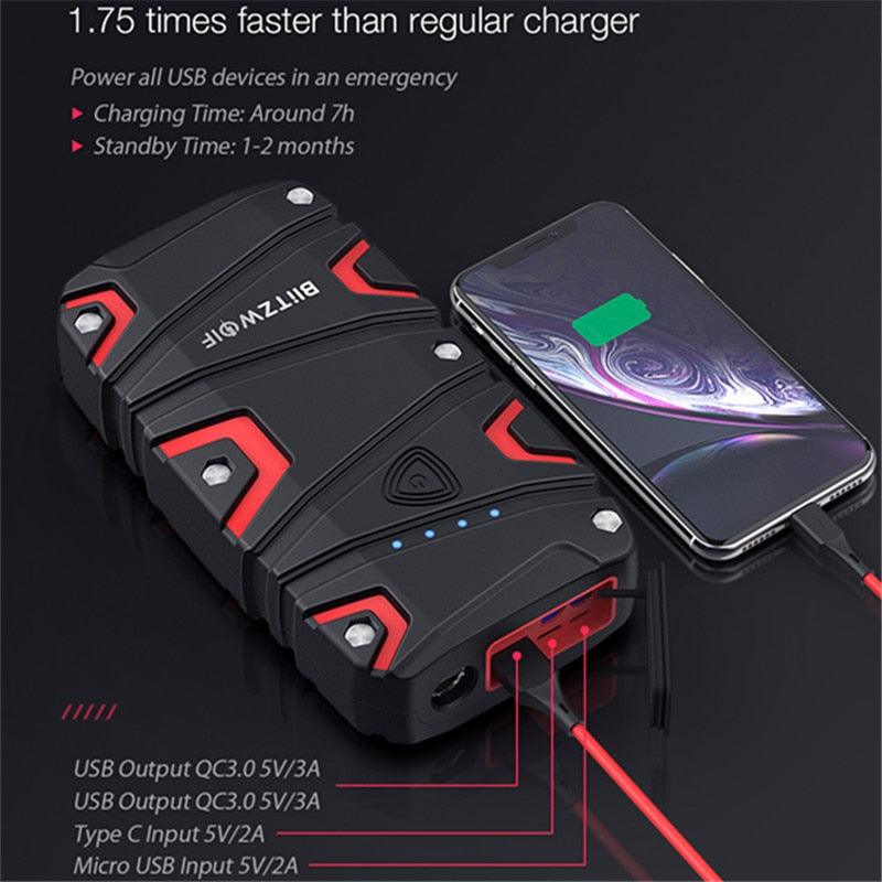 Great BW-JS1 Portable Car Jump Starter - 12000mAh 800A Emergency Battery Booster Power Bank - Waterproof (1U104)(1U89)(1LT1)(1LT1)(F104)