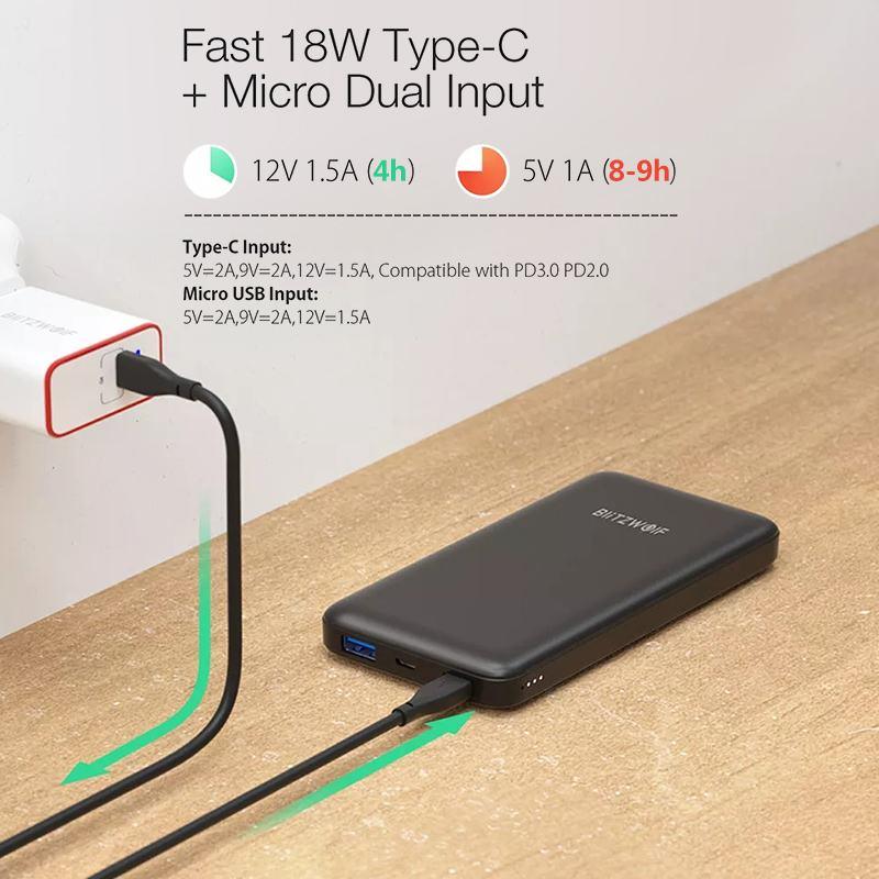 18W 10000mAh USB PD QC 3.0 Power Bank - Type C Fast Charging Dual for iPhone, Xiaomi , Huawei (1U104)(1LT1)1