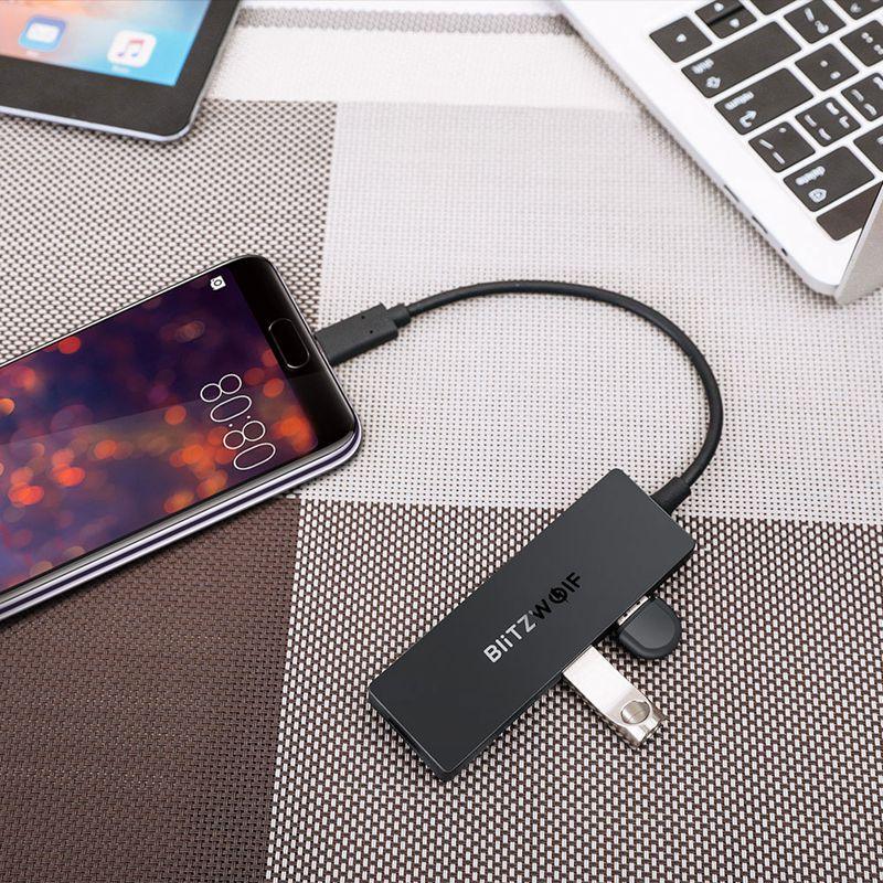 BW-TH3 USB Hubs 4 in 1 Type-C to 4-Port USB 3.0 Port Hub Data Hub with OTG Function 5Gbps USB 3.0 Transmission (CA2)(1U52)