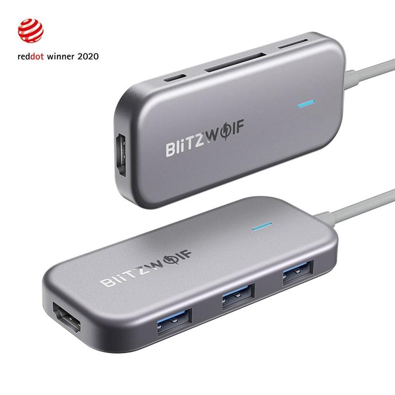 7 in 1 USB C Data Hub 3-Port USB 3.0 TF Card Reader PD Charging 4K HDMI Display for MacBooks for iPad Laptop (CA2)(1U52)