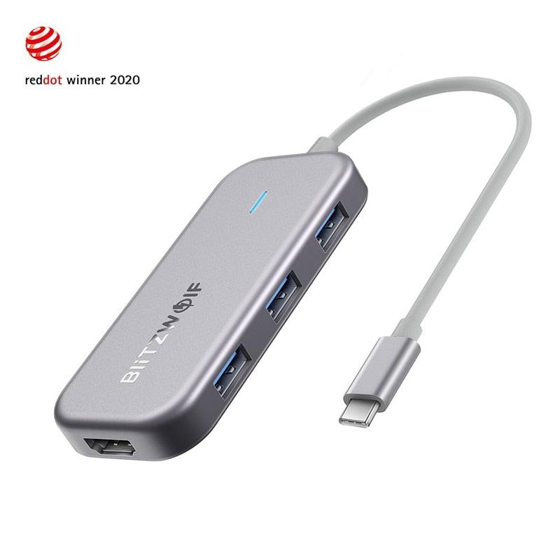 7 in 1 USB C Data Hub 3-Port USB 3.0 TF Card Reader PD Charging 4K HDMI Display for MacBooks for iPad Laptop (CA2)(1U52)