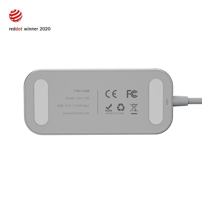 7 in 1 USB C Data Hub 3-Port USB 3.0 TF Card Reader PD Charging 4K HDMI Display for MacBooks for iPad Laptop (CA2)(1U52)