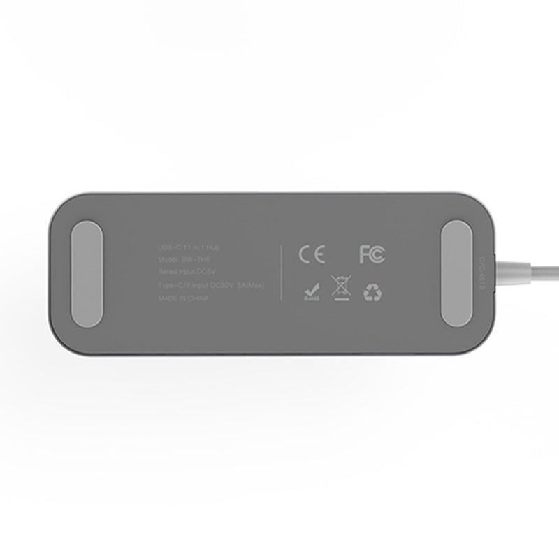 BW-TH8 11 in 1 USB C Data Hub Type C 100W PD USB3.0 SD TF Card Reader 3.5mm Audio 4K HDMI VGA 1000M RJ45 for Laptop (D52)(CA2)(1U52)