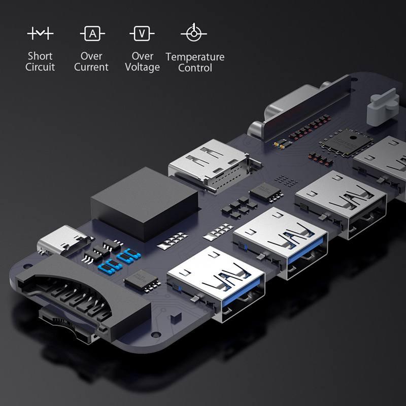 BW-TH8 11 in 1 USB C Data Hub Type C 100W PD USB3.0 SD TF Card Reader 3.5mm Audio 4K HDMI VGA 1000M RJ45 for Laptop (D52)(CA2)(1U52)