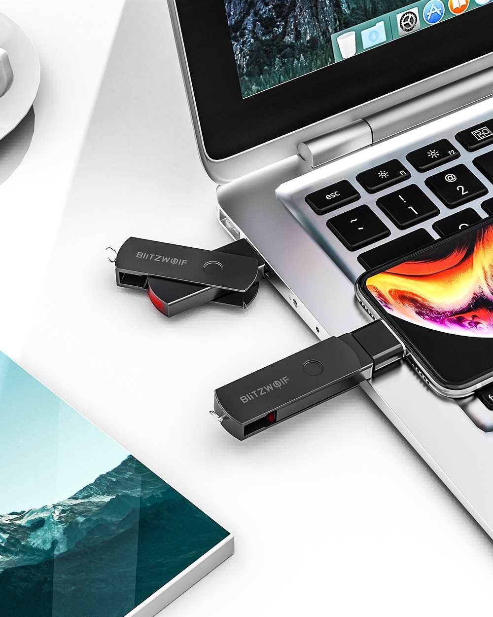 BW-UP2 USB3.2 Gen 2 Flash Drive 64/128/256GB 360° Flash Drive Rotating Memory Disk - 64GB Storage USB Flash Drives (D52)(CA3)(1U52)