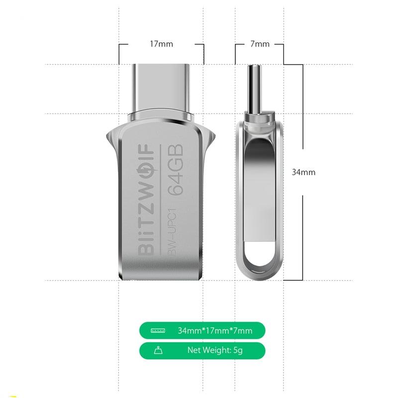 BW-UPC1 2-in-1 Type-C USB 3.0 - Aluminium Alloy 16GB 32GB 64GB OTG USB Flash Drive External Storage (D52)(CA3)(1U52)