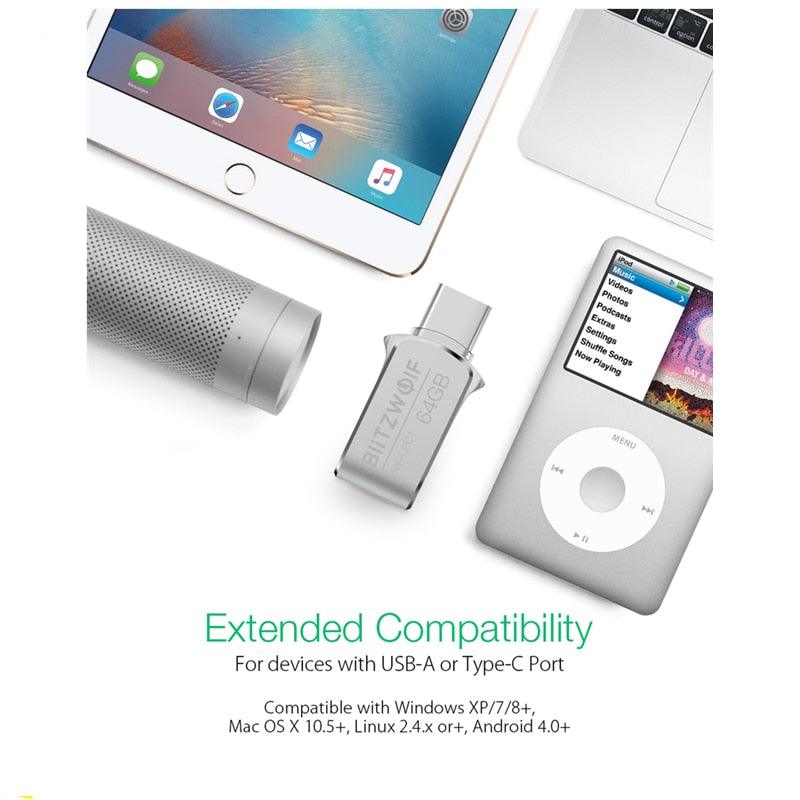 BW-UPC1 2-in-1 Type-C USB 3.0 - Aluminium Alloy 16GB 32GB 64GB OTG USB Flash Drive External Storage (D52)(CA3)(1U52)