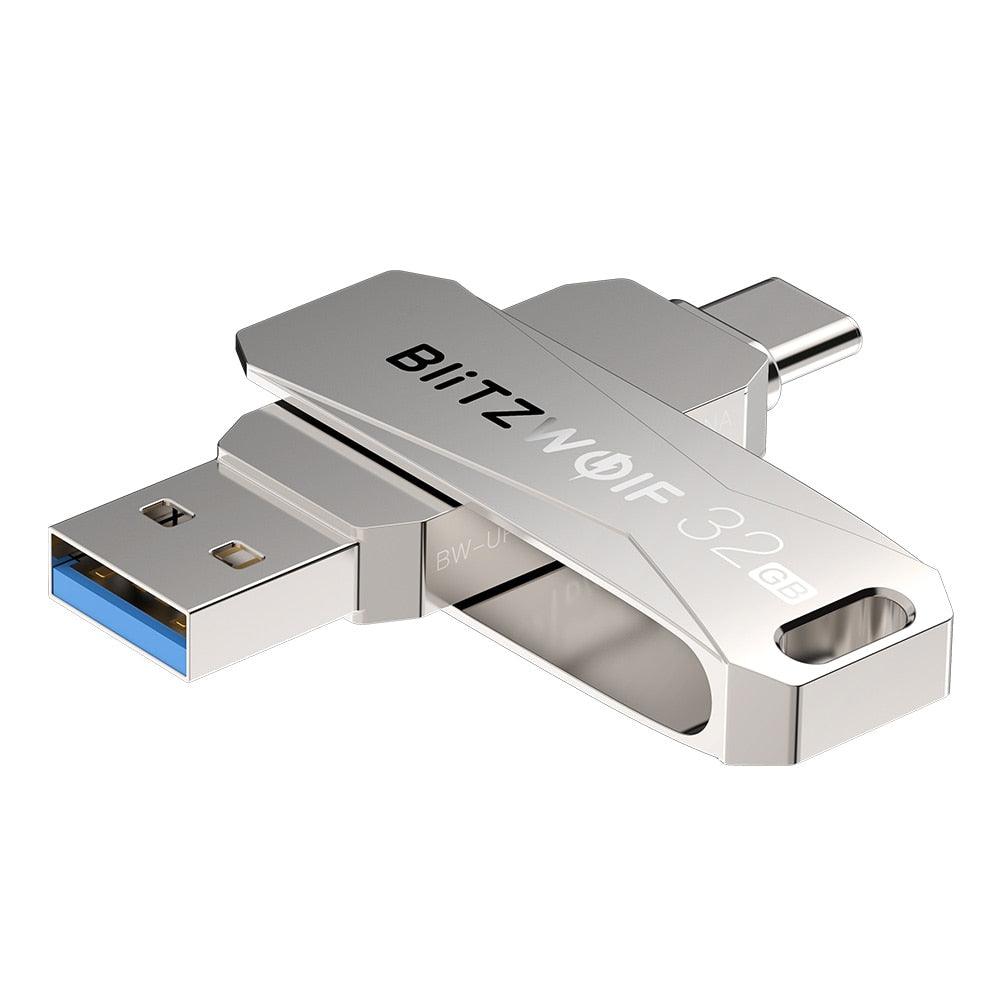 BW-UPC2 2 in 1 Type-C USB3.0 Ultra-fast Transmission 360° Rotation Zinc Alloy 32GB 64GB Support OTG USB Flash Drive (CA3)(1U52)