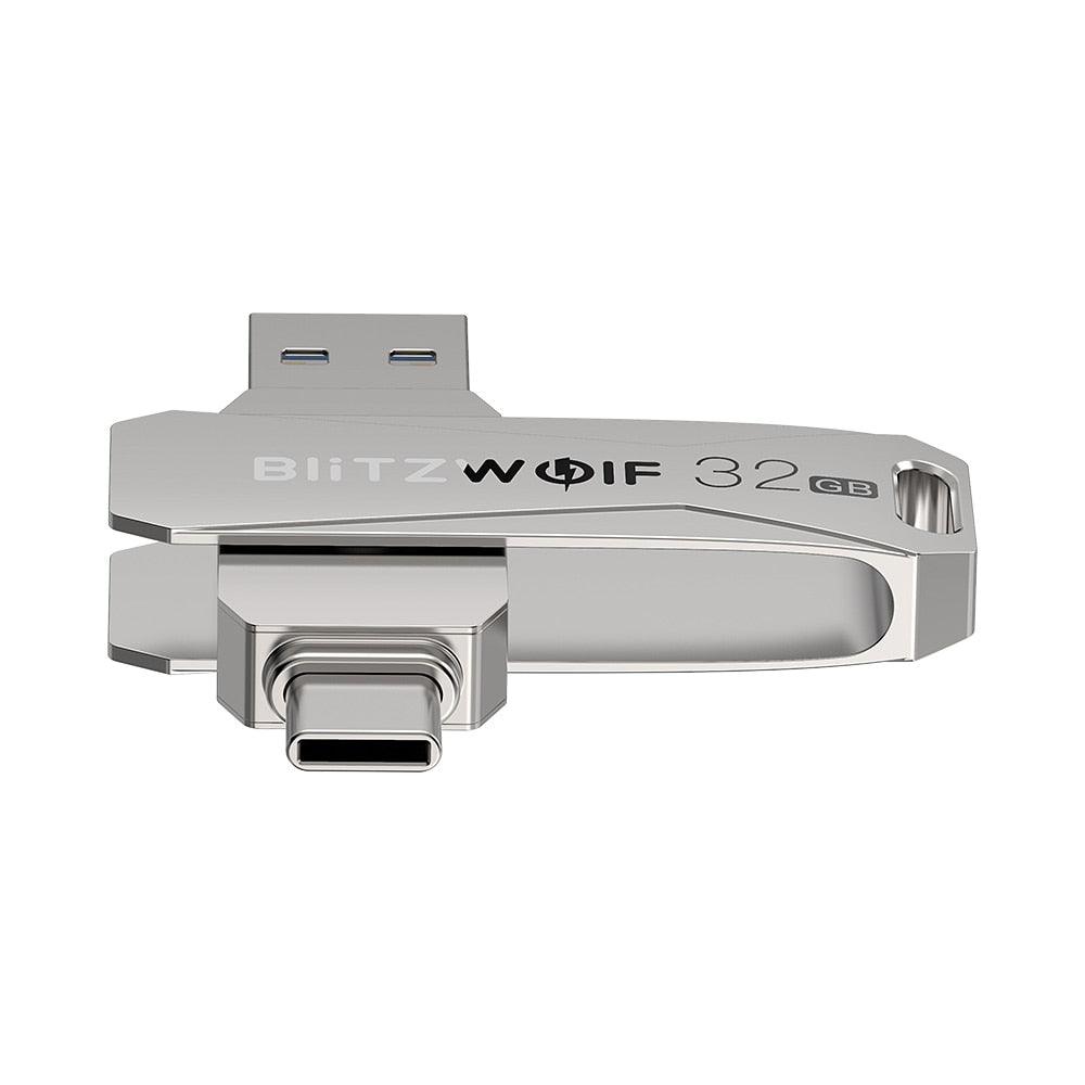 BW-UPC2 2 in 1 Type-C USB3.0 Ultra-fast Transmission 360° Rotation Zinc Alloy 32GB 64GB Support OTG USB Flash Drive (CA3)(1U52)